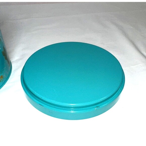 Pioneer Woman Country Garden Floral Turquoise 6.5" Large Tin Canister W/Lid - Picture 6 of 6